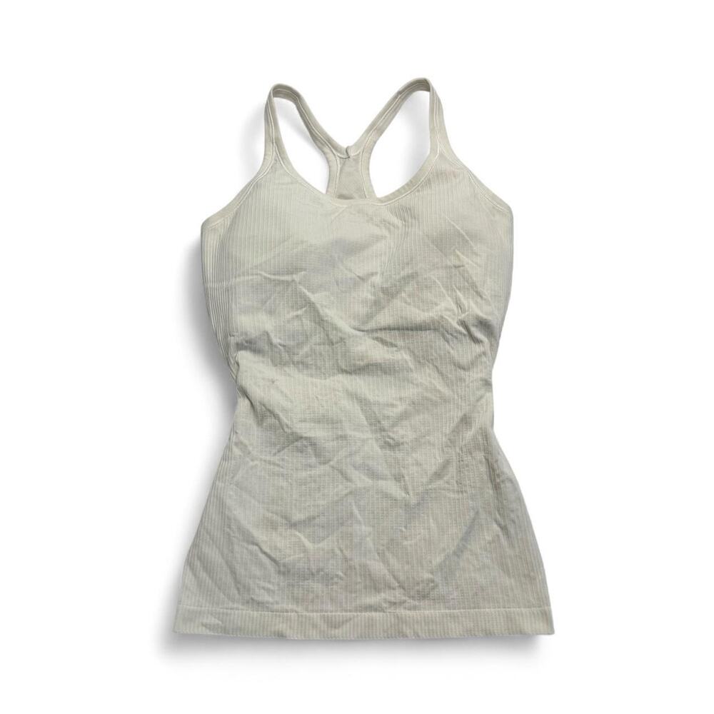 White Lululemon Full length fitted activewear tank top with padding size 6